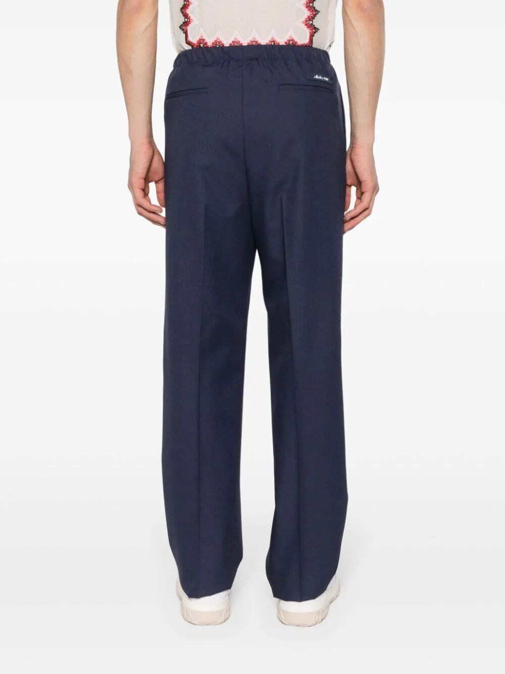 ELASTICATED WAIST WOOL TROUSERS