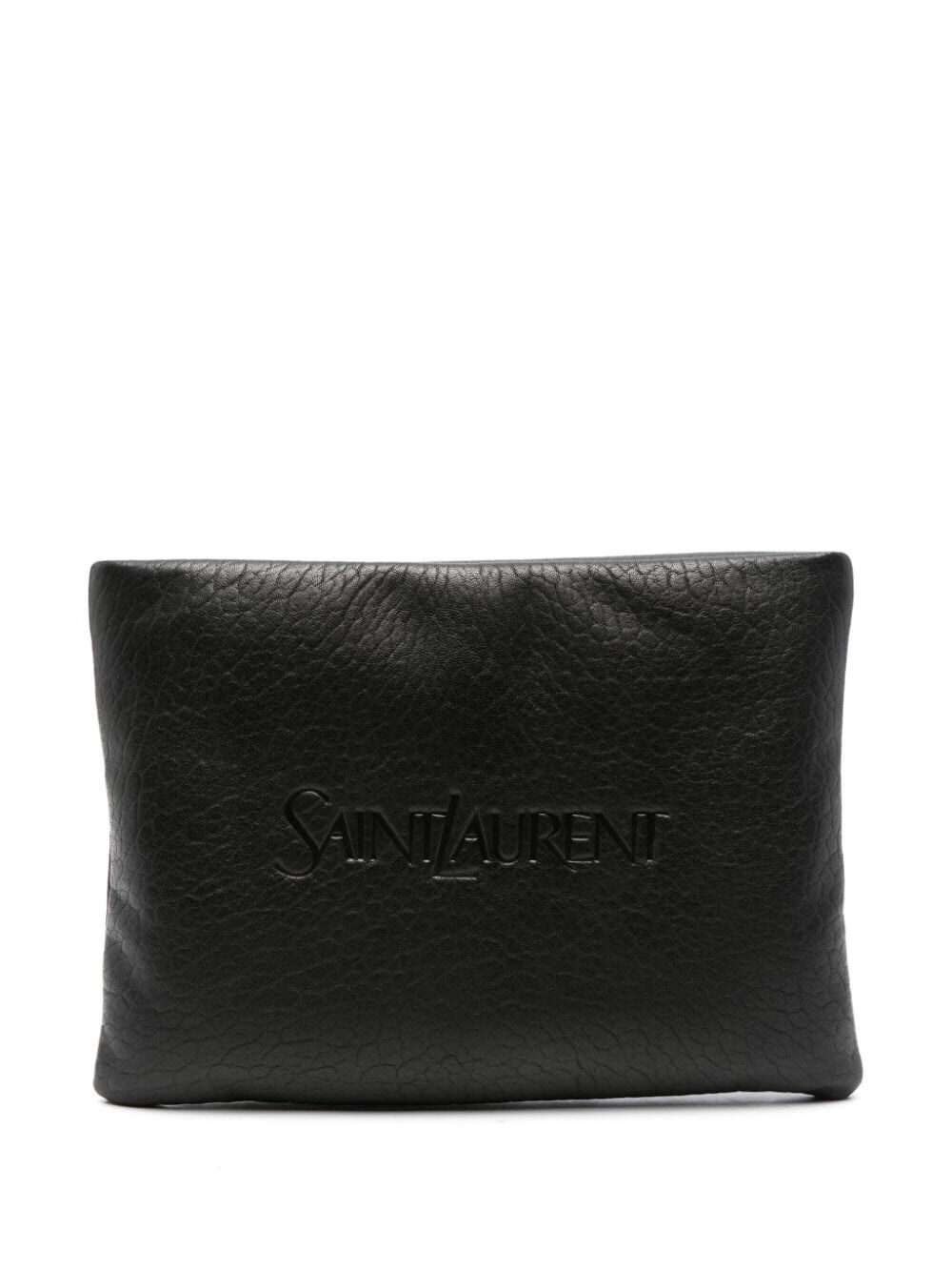 Shop Saint Laurent Large Puffy Pouch Clutch Bag In Black