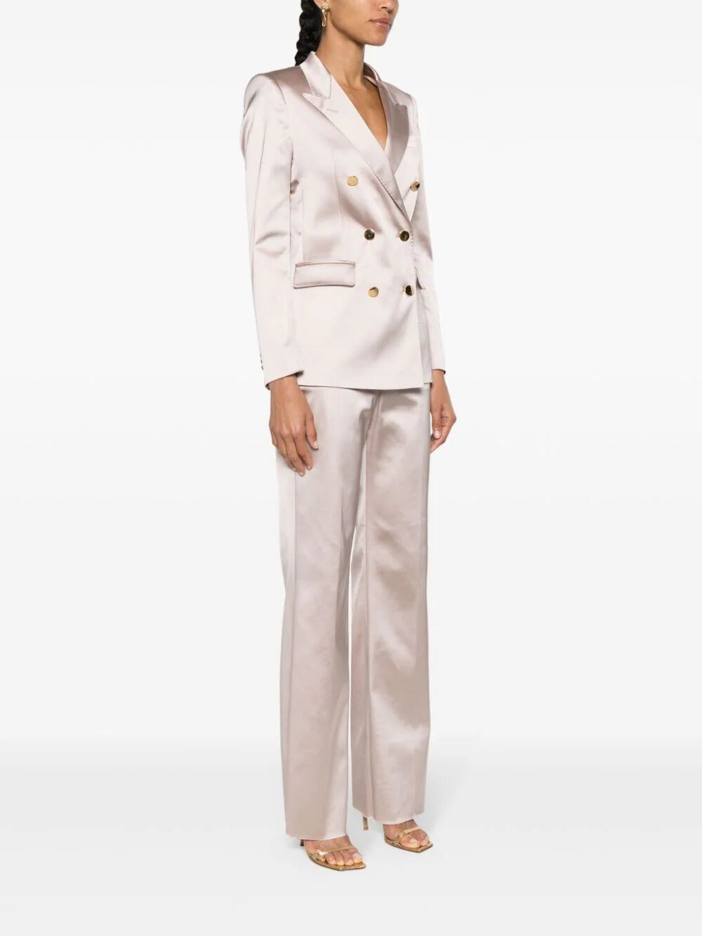 DOUBLE-BREASTED SATIN SUIT