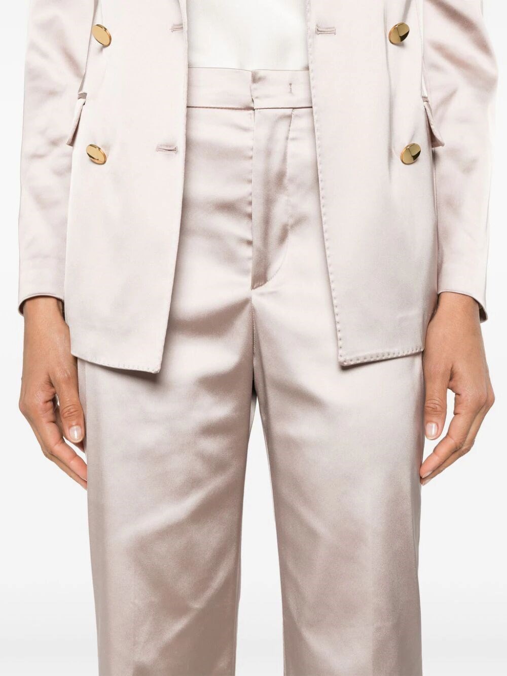 DOUBLE-BREASTED SATIN SUIT