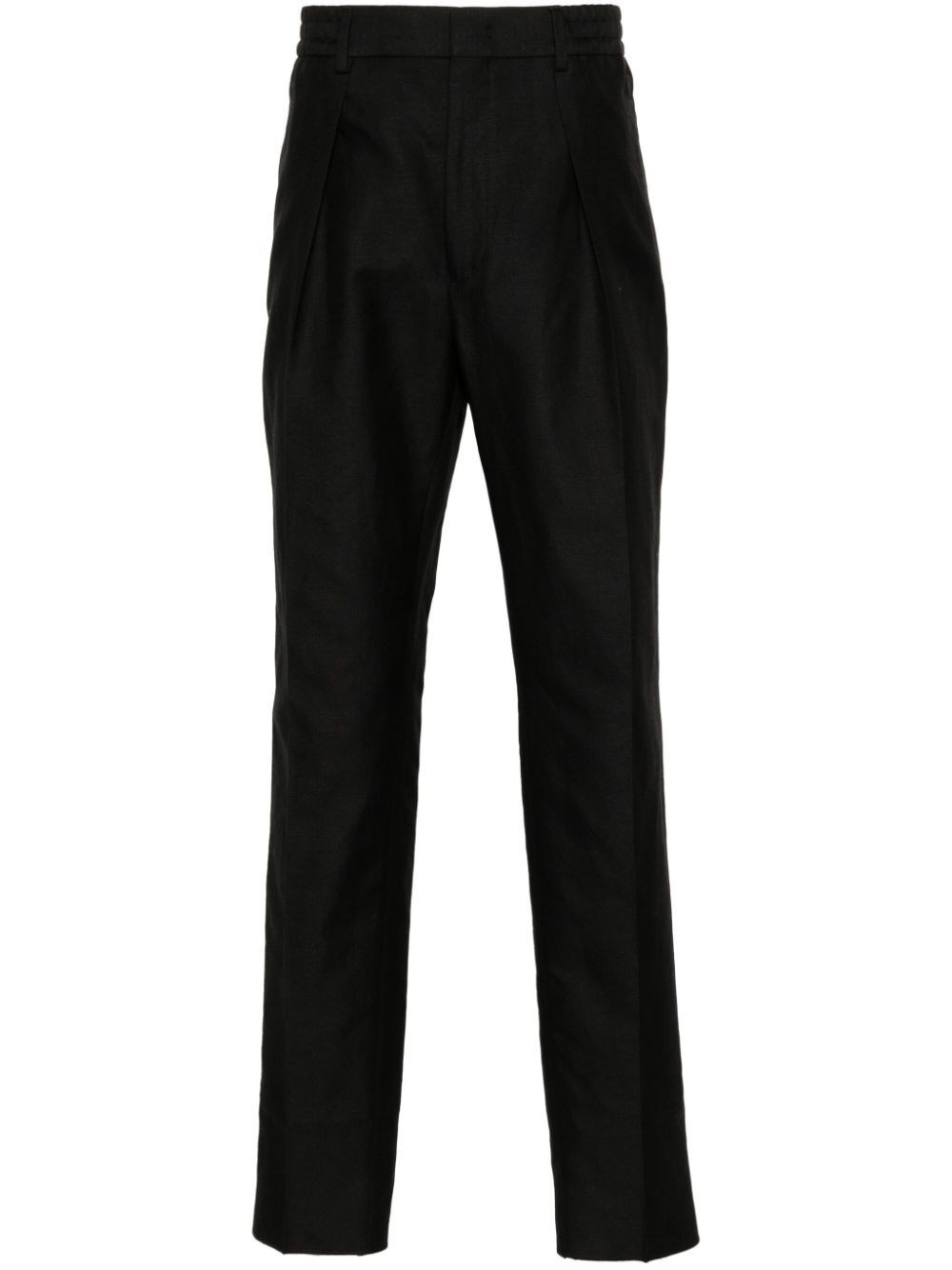 Shop Fendi Pleated Slim Trousers In Black