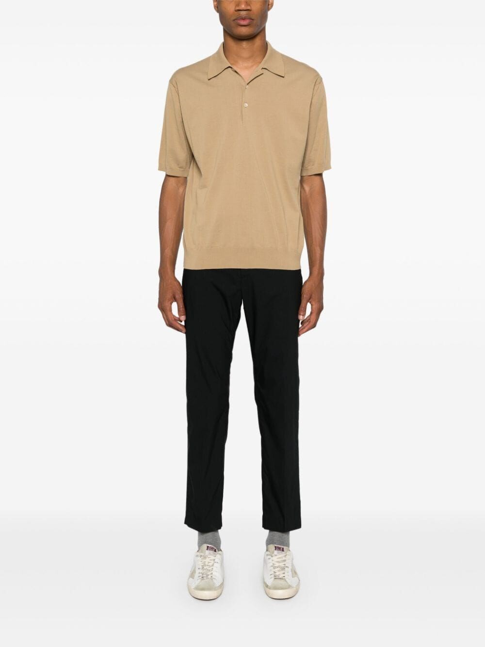 PRESSED-CREASE TAPERED TROUSERS