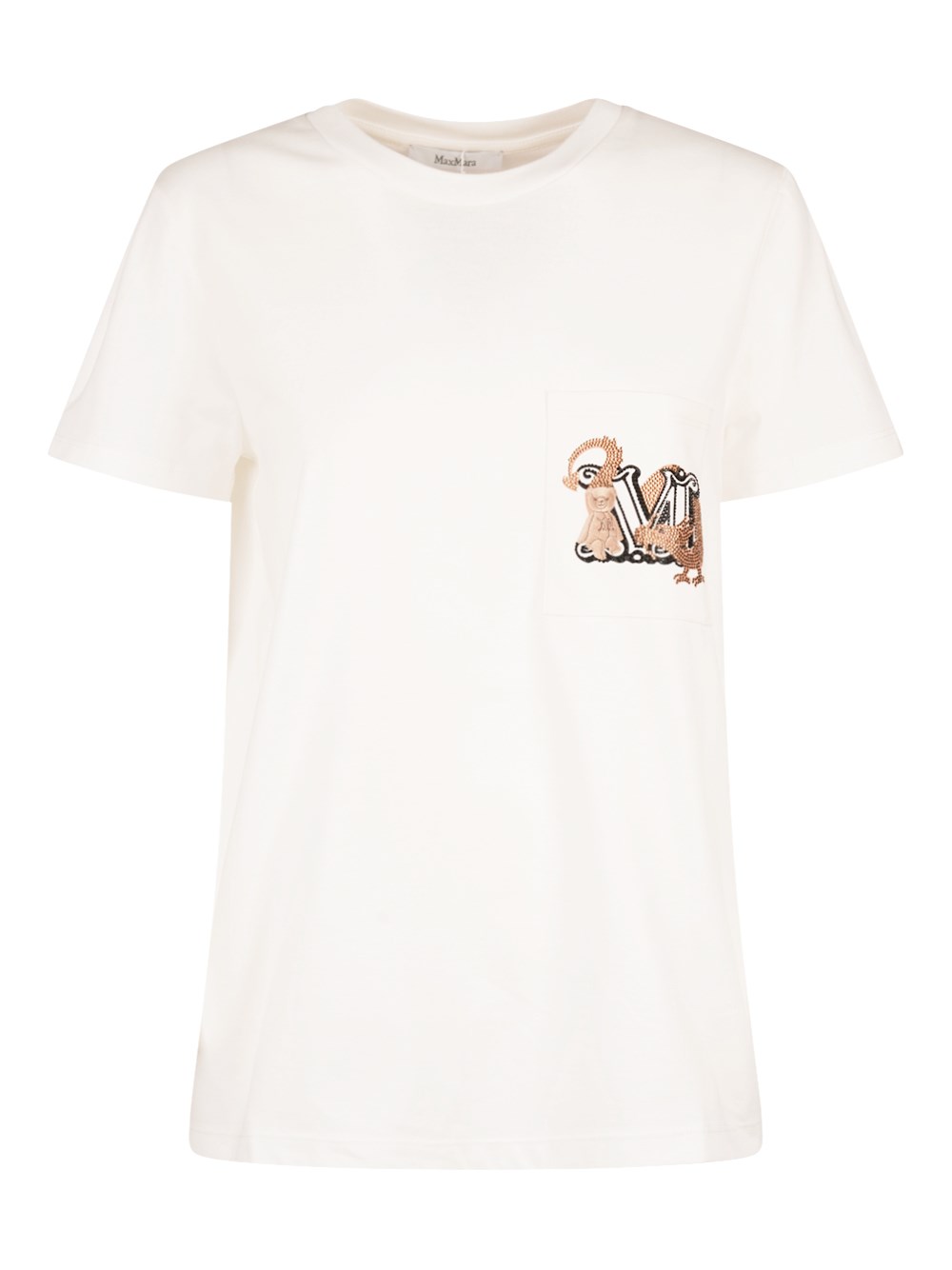 Shop Max Mara Embroidered Pocket T-shirt In White