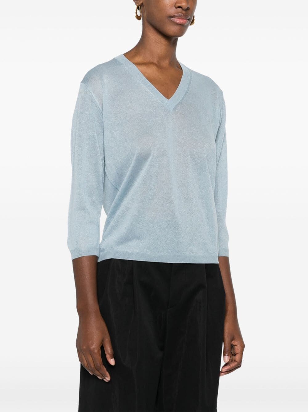 FINE-KNIT V-NECK JUMPER