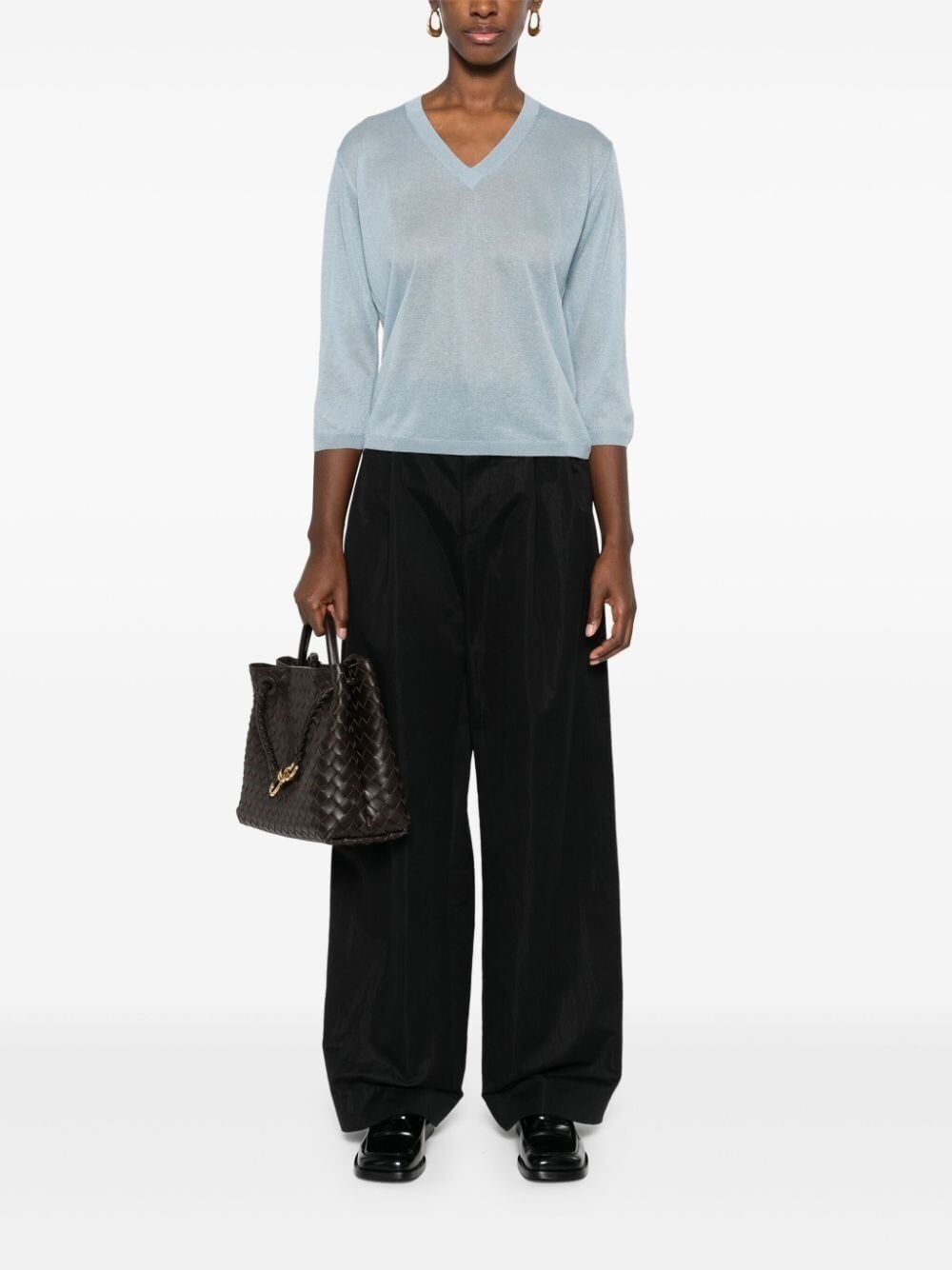 FINE-KNIT V-NECK JUMPER