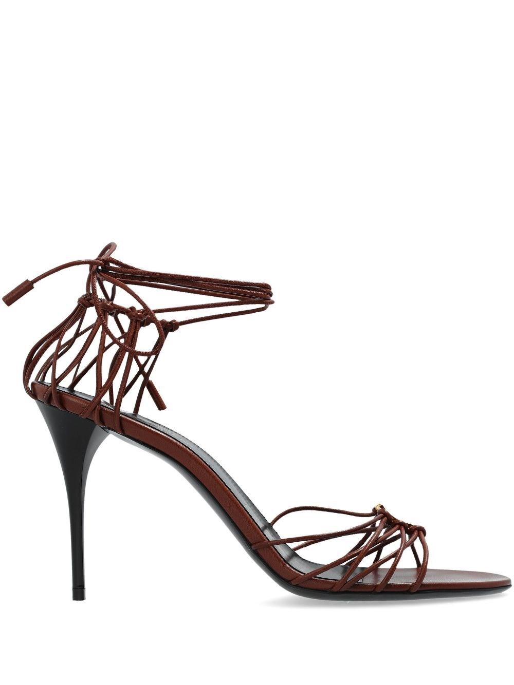 Shop Saint Laurent Babylone Sandals In Smooth Leather In Brown