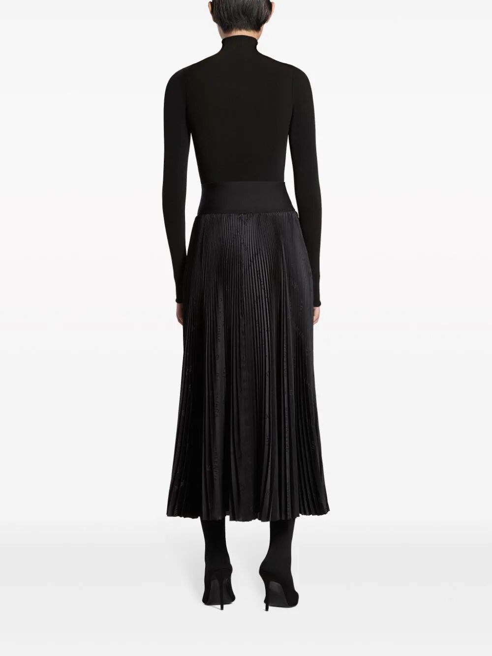 PLEATED LOGO-JACQUARD MIDI SKIRT