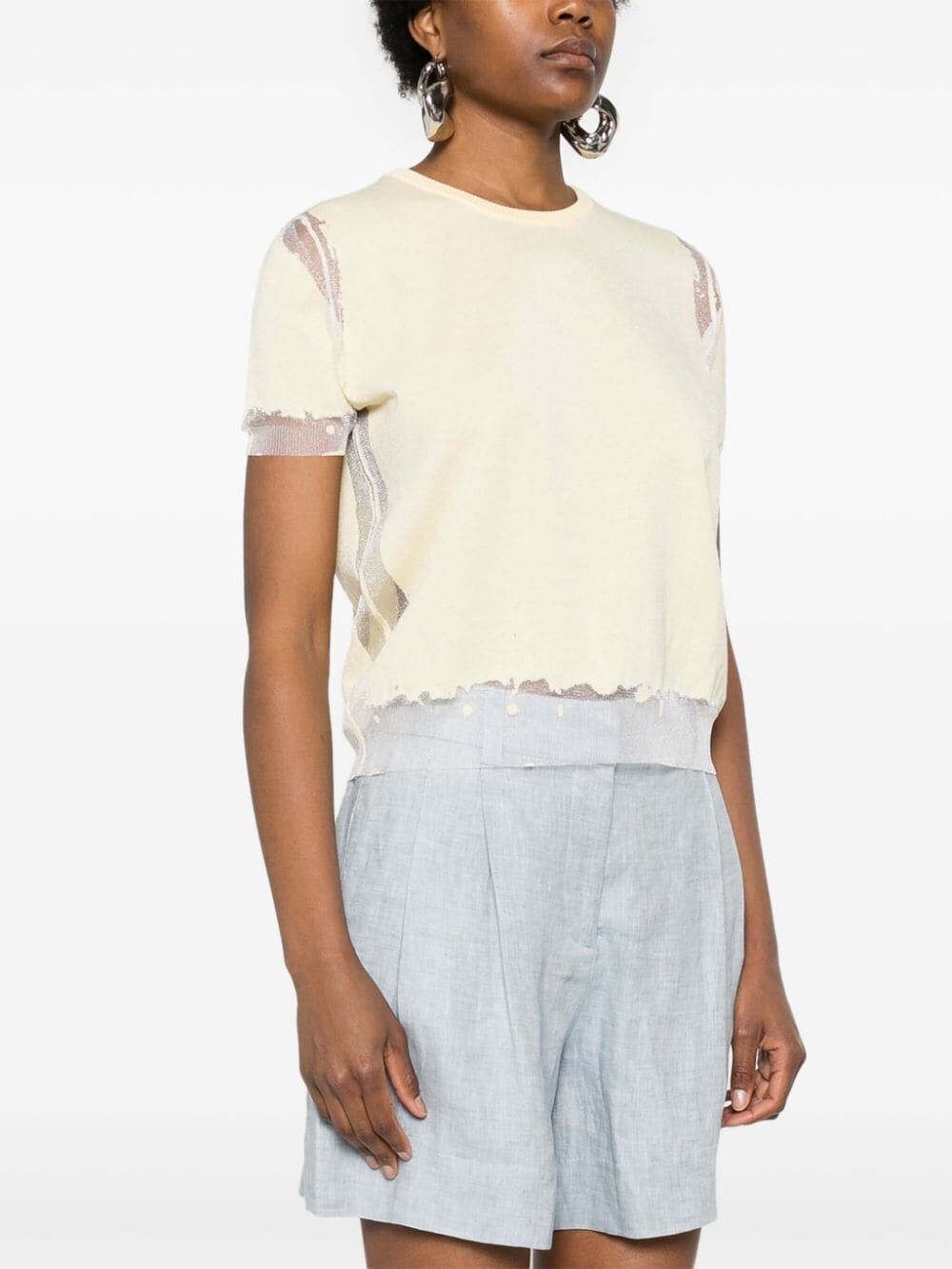 MESH-PANELLED SHORT-SLEEVED JUMPER 