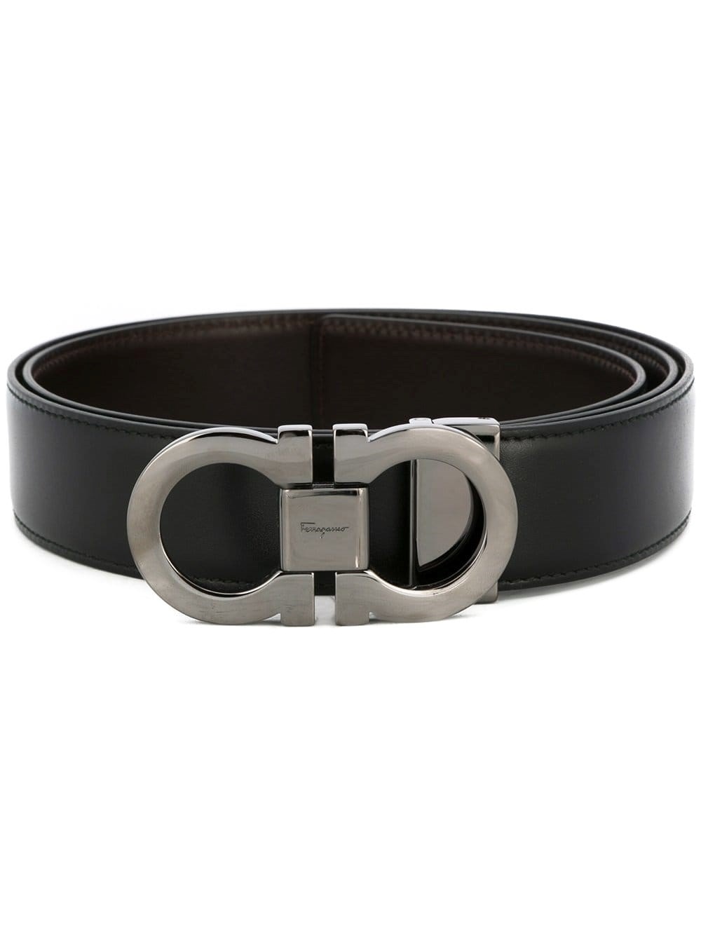 Shop Ferragamo Reversible Gancini Belt In Black