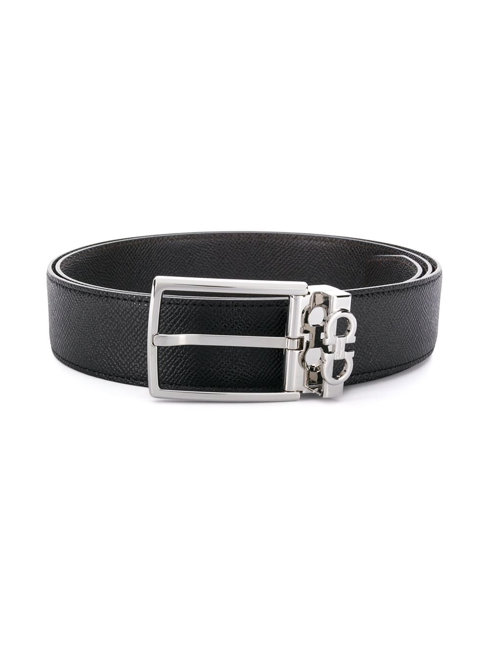 Ferragamo Men's Black Reversible And Adjustable Belt With Hooks