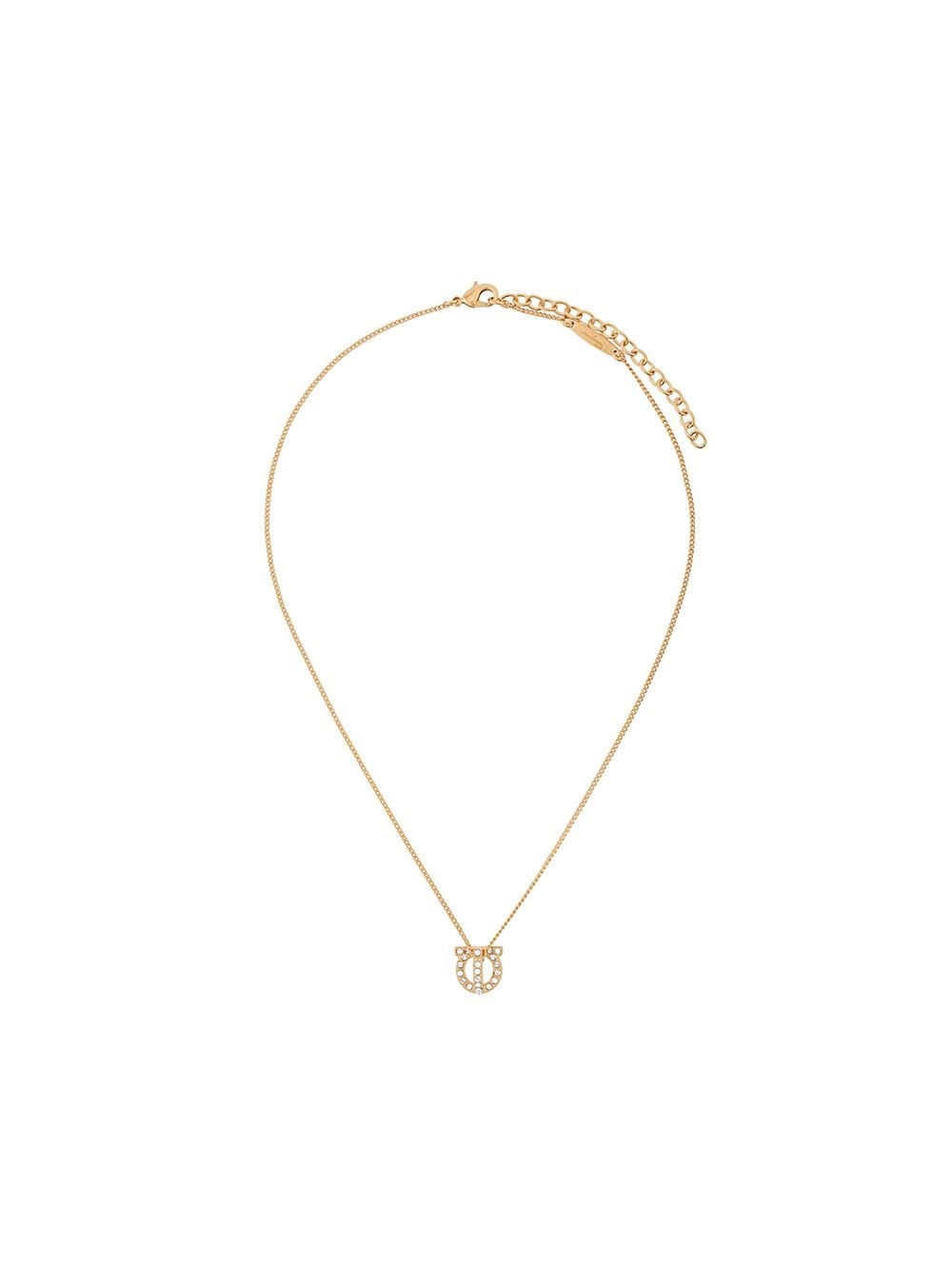Ferragamo Gancini Crystal- Embellished Necklace In Metallic
