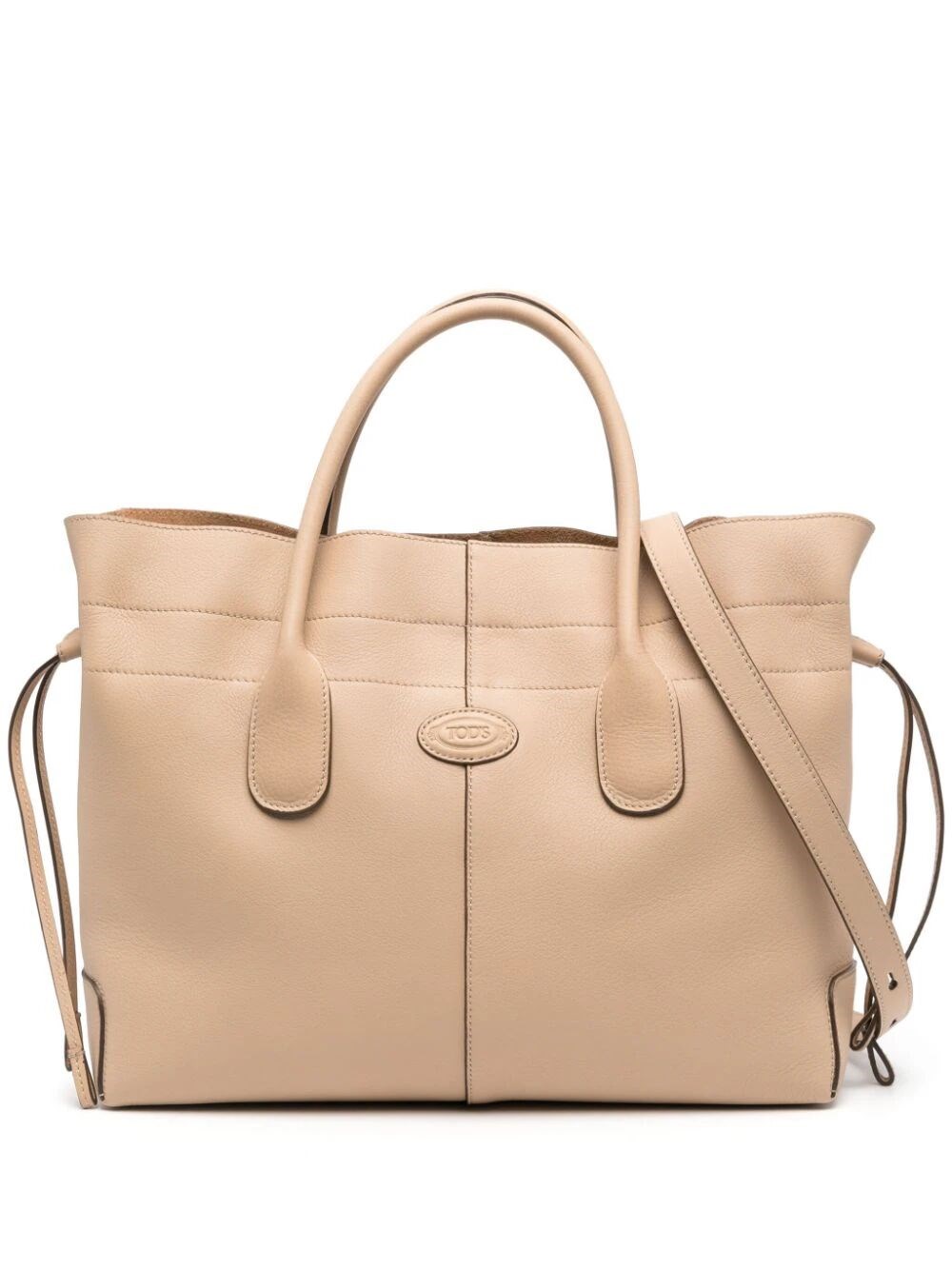 Shop Tod's Di Bag Small With Drawstring In Nude & Neutrals