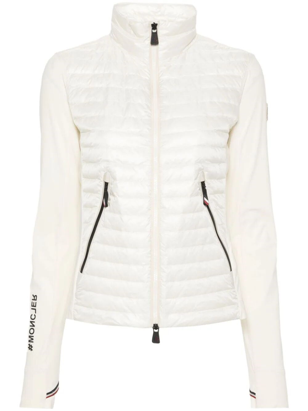 Shop Moncler Grenoble Padded Zipped Sweater In White