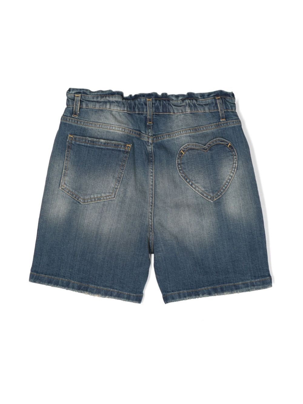 DISTRESSED FINISH DENIM SHORTS