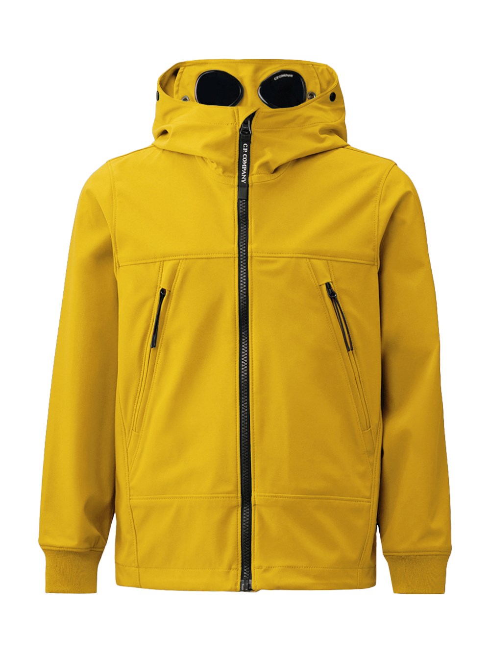 C.p. Company Kids' Zippered Goggle Hooded Jacket In Yellow & Orange