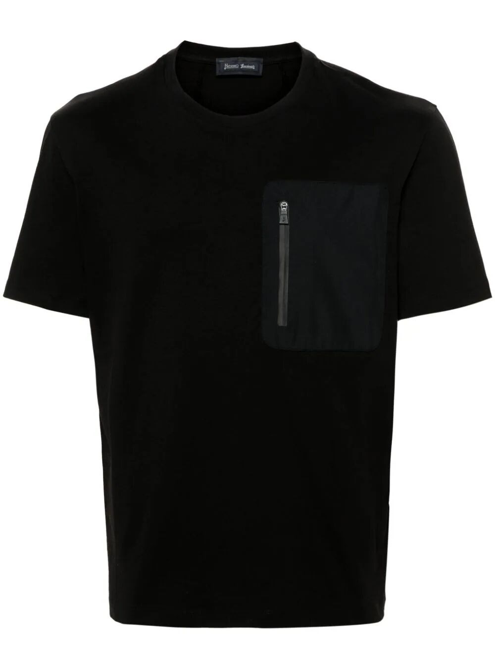 Herno Zip-pocket Cotton T-shirt In Black