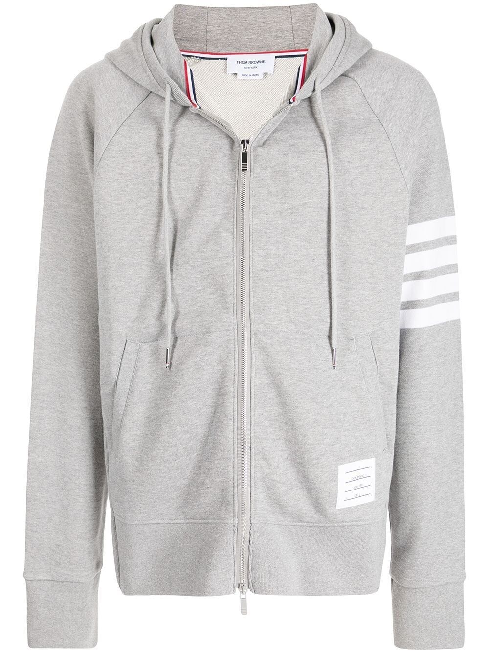 Shop Thom Browne 4-bar Full Zip Sweatshirt In Grey