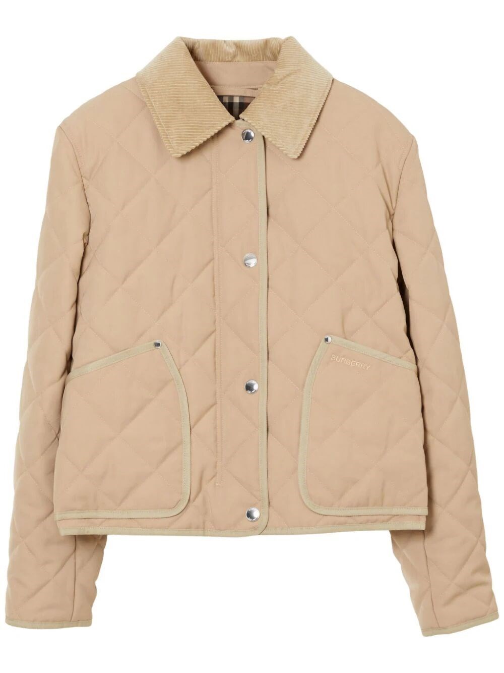 Shop Burberry Cropped Quilted Barn Jacket In Nude & Neutrals