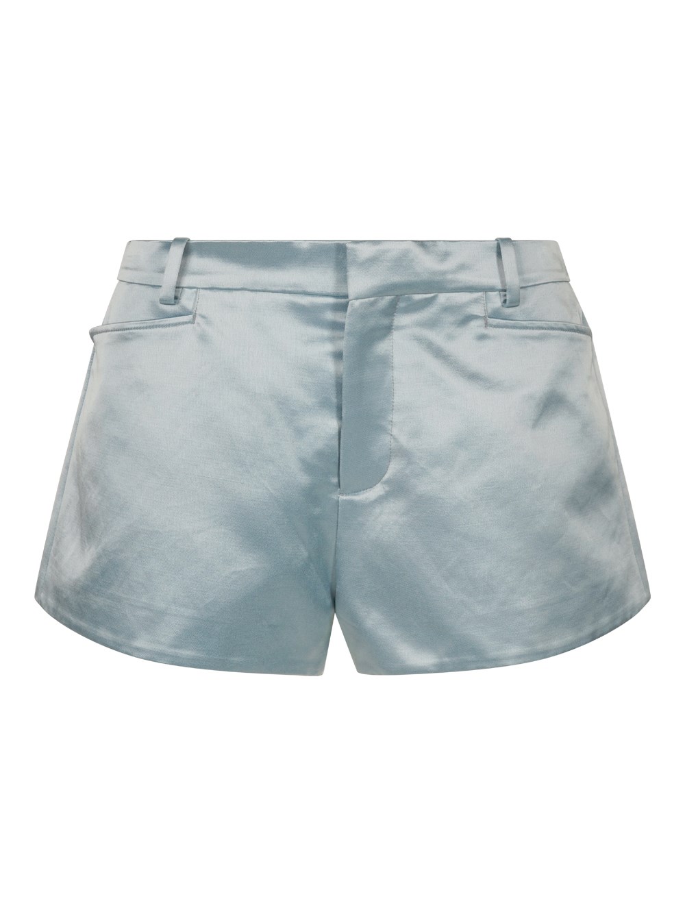 Shop Tom Ford Lustrous Low-rise Mini Shorts In Blue