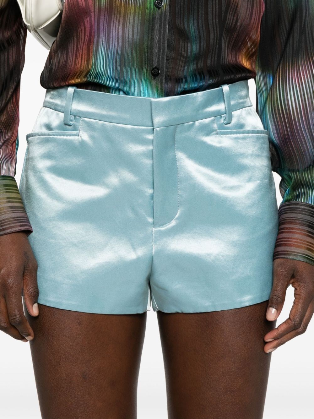 LUSTROUS LOW-RISE MINI SHORTS