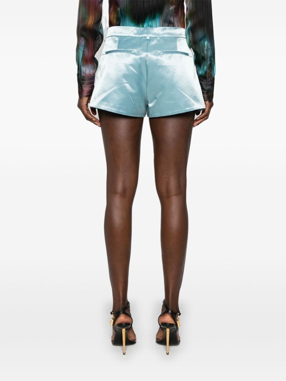 LUSTROUS LOW-RISE MINI SHORTS