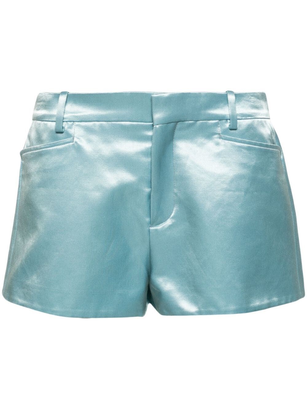 LUSTROUS LOW-RISE MINI SHORTS