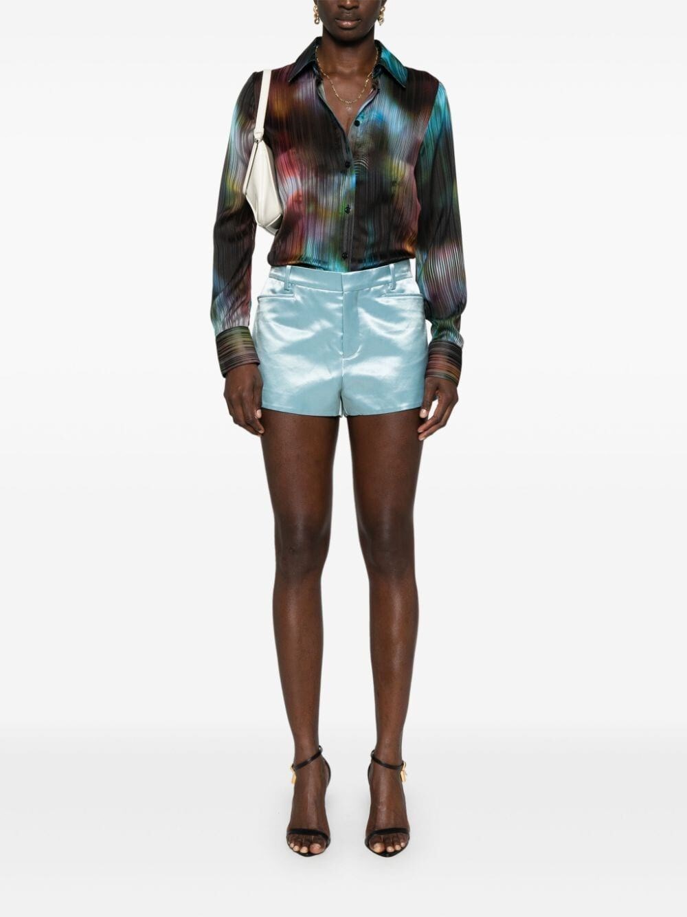 LUSTROUS LOW-RISE MINI SHORTS