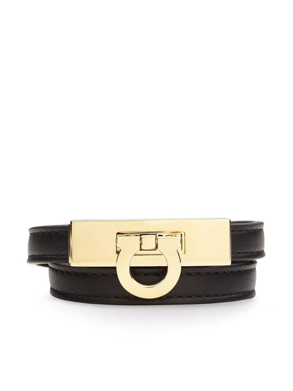 Shop Ferragamo Gancini Double Twist Bracelet - Size 17 In Black