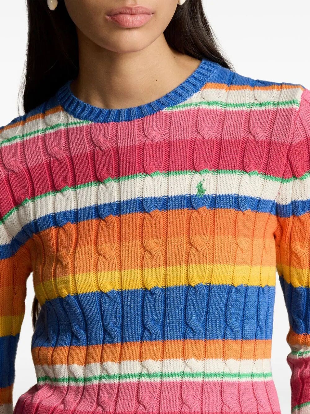 STRIPED CABLE-KNIT JUMPER