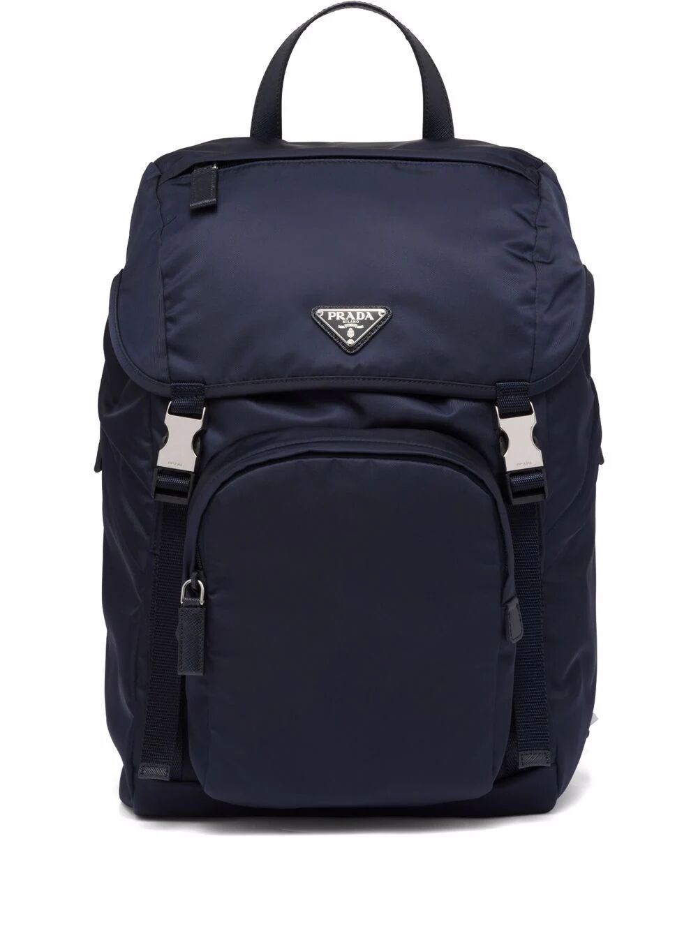 Prada Re-nylon And Saffiano Leather Backpack In Blue