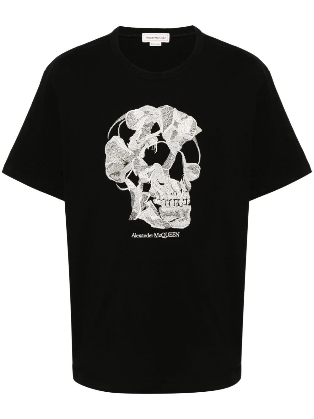 SKULL-EMBROIDERED COTTON T-SHIRT