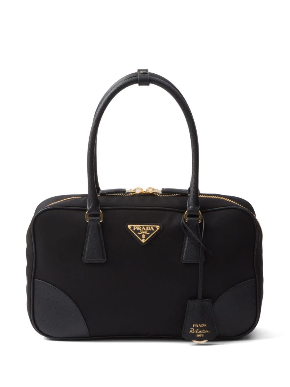 Shop Prada Re-edition 1978 Medium Two-handle Bag In Black