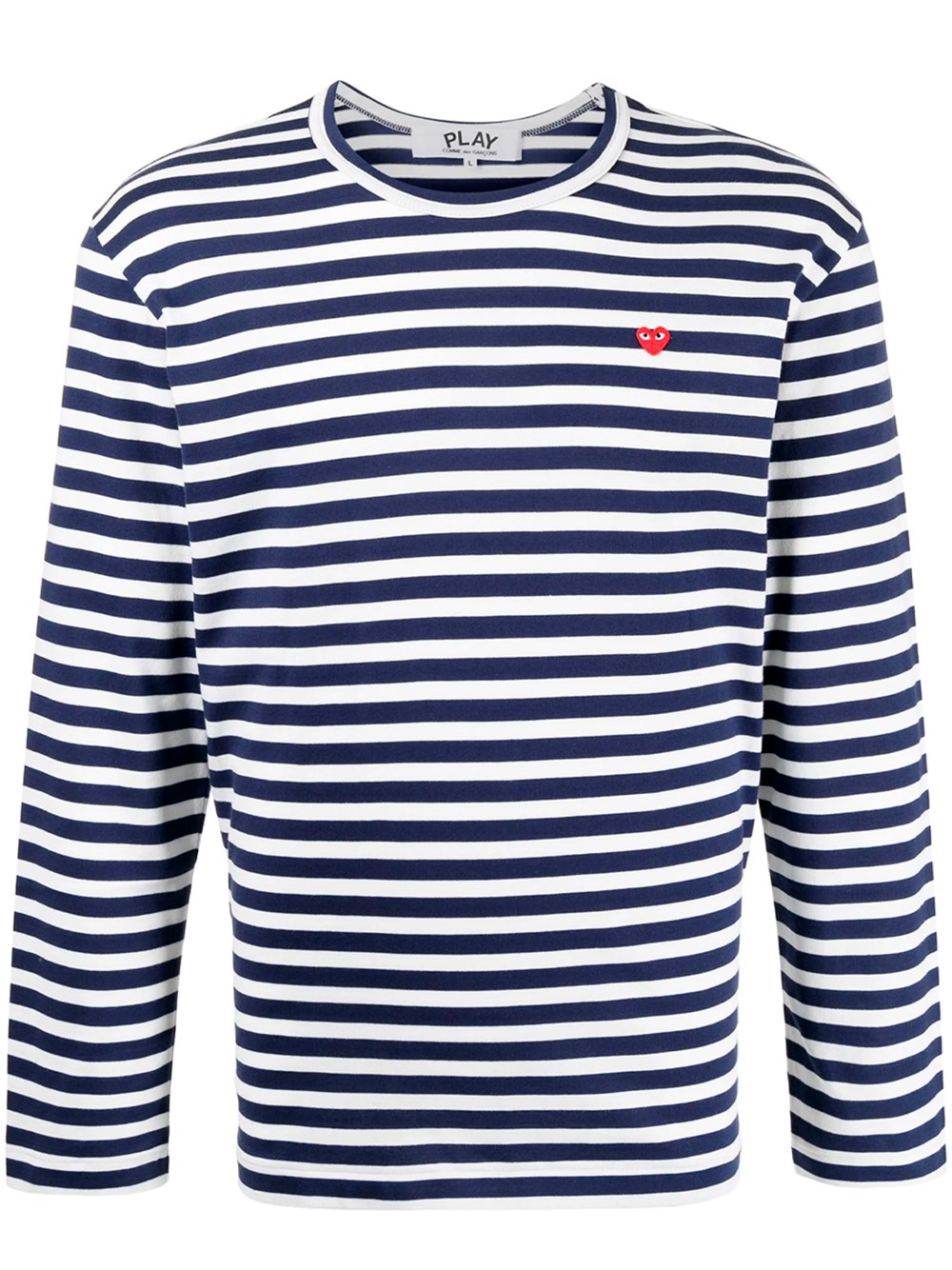 Shop Comme Des Garçons Play Long-sleeved Striped T-shirt In Blue
