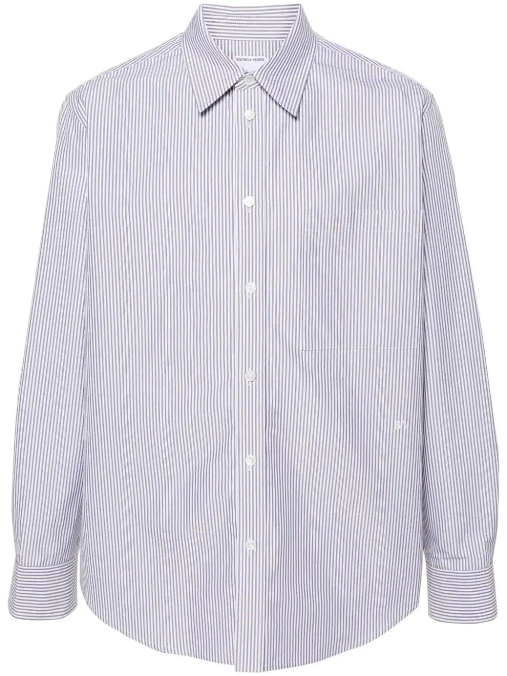 Shop Bottega Veneta Striped Cotton Shirt In Grey