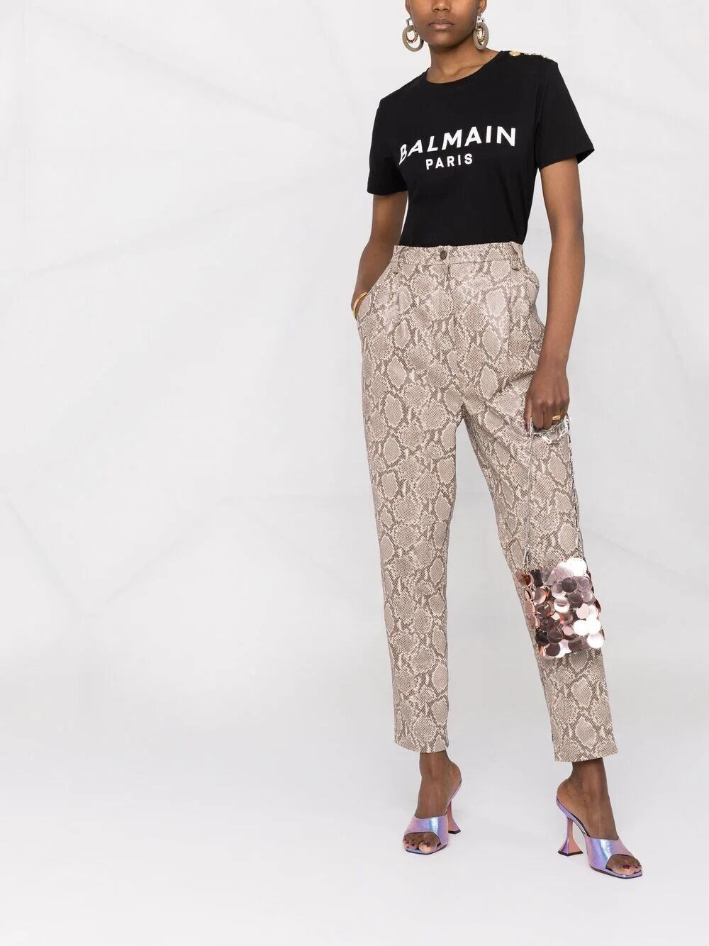 T-SHIRT WITH BALMAIN PARIS PRINT