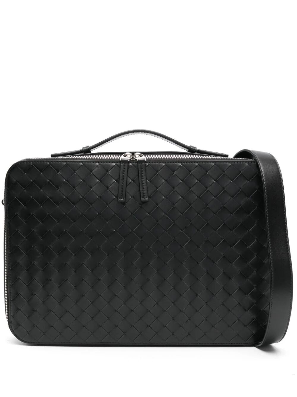 Shop Bottega Veneta Getaway Slim Briefcase In Black