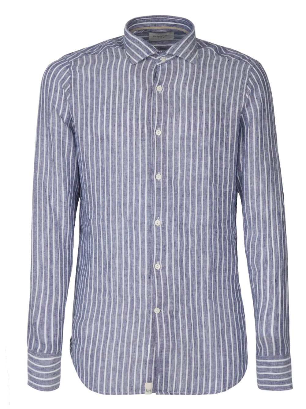 Shop Tintoria Mattei Striped Linen Shirt In Blue