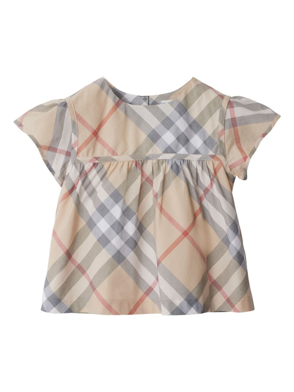 Shop Burberry Check Cotton Blouse In Brown