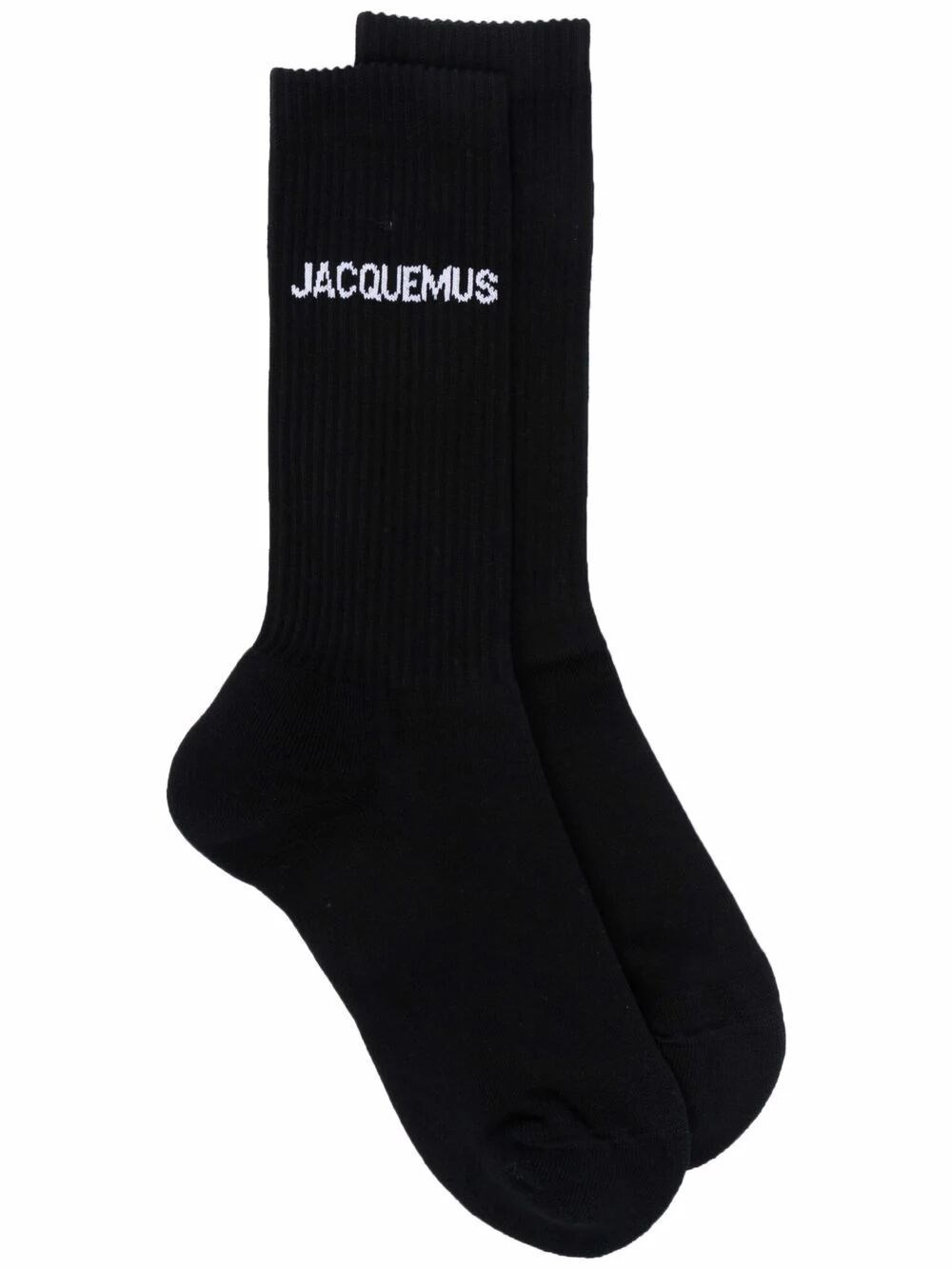 Jacquemus Ribbed Crew Socks In Black
