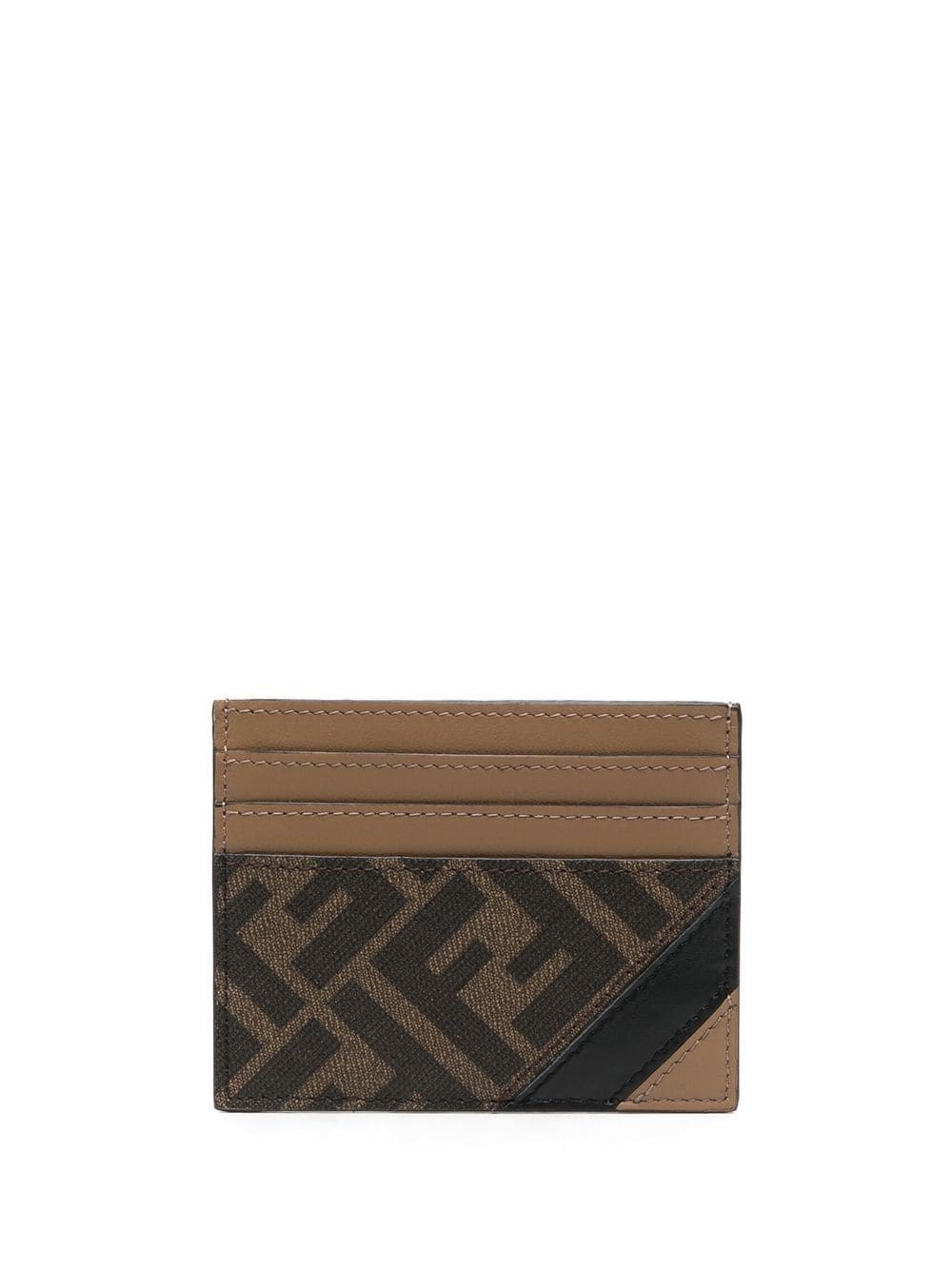 Shop Fendi Logo Cardholder In Brown