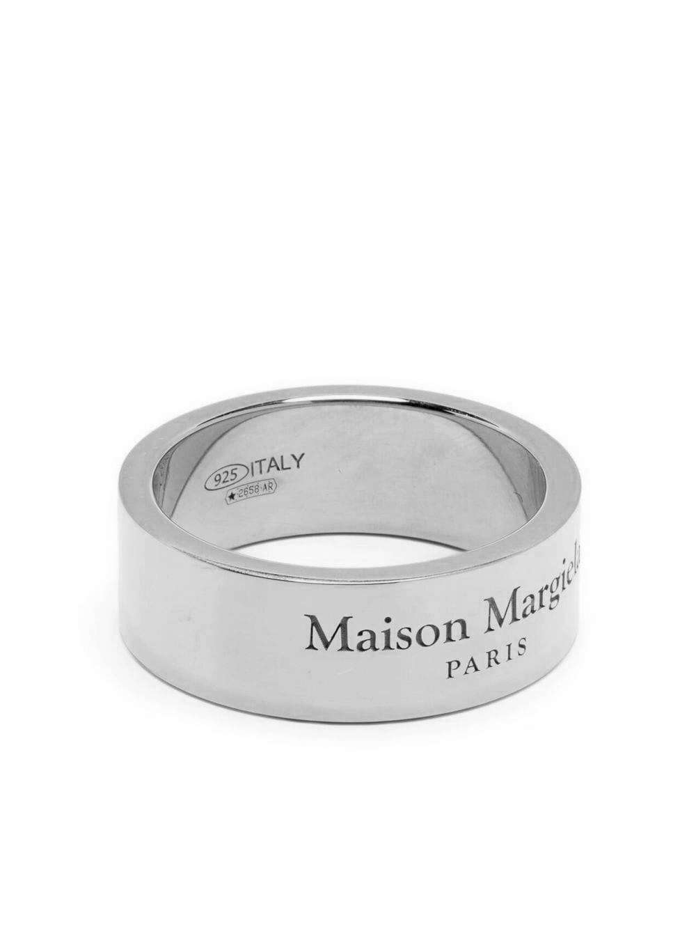 Shop Maison Margiela Logo-engraved Ring In Metallic