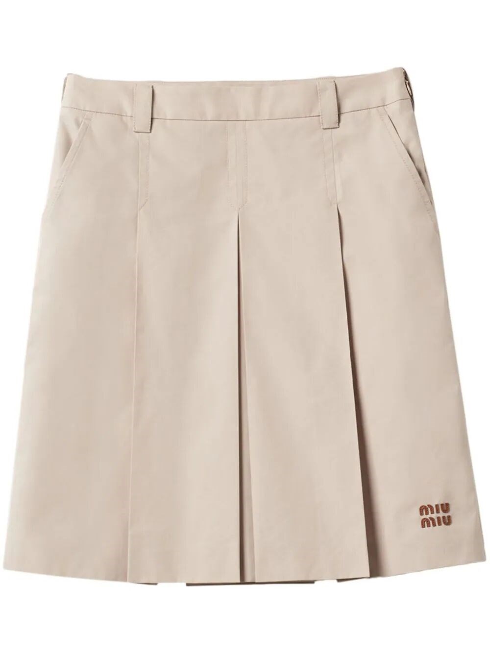 Shop Miu Miu Panama Cotton Skirt In Nude & Neutrals