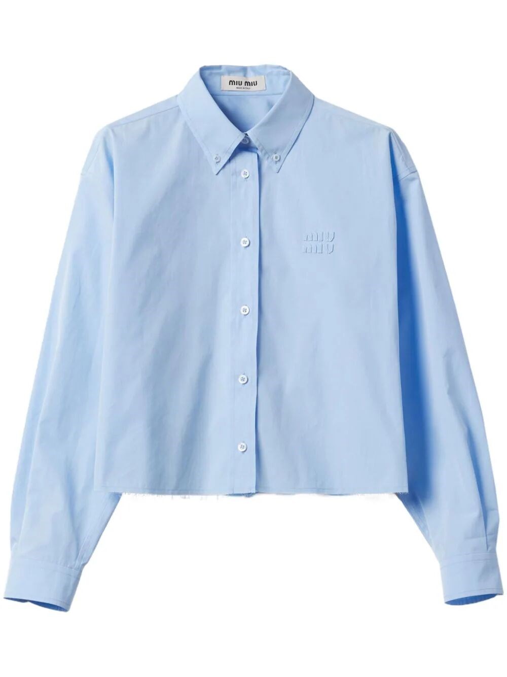 Shop Miu Miu Popeline Boxy Shirt In Blue