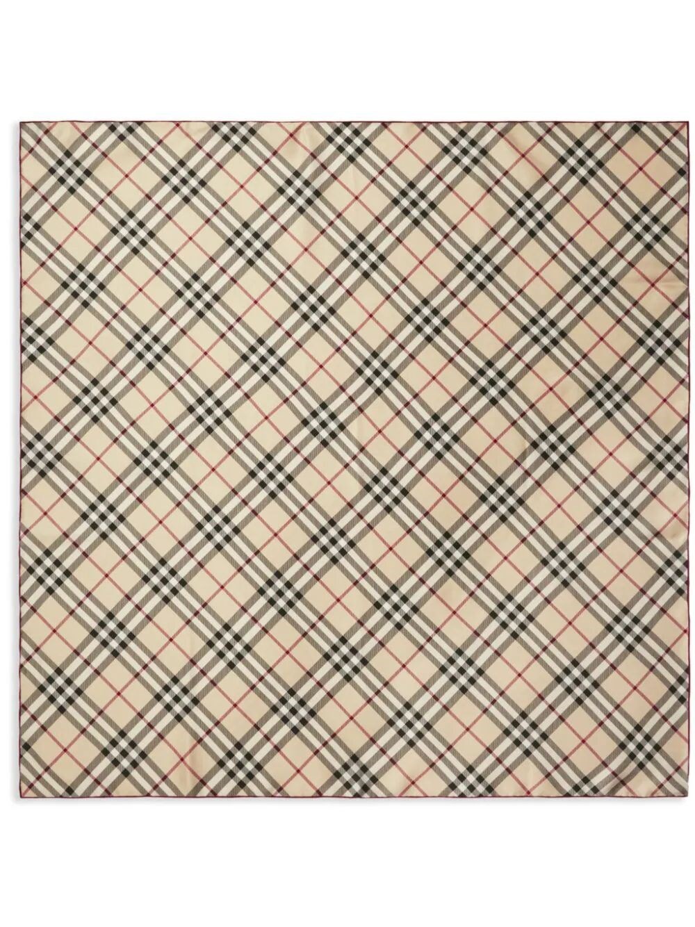 Shop Burberry Checked Silk Foulard In Nude & Neutrals