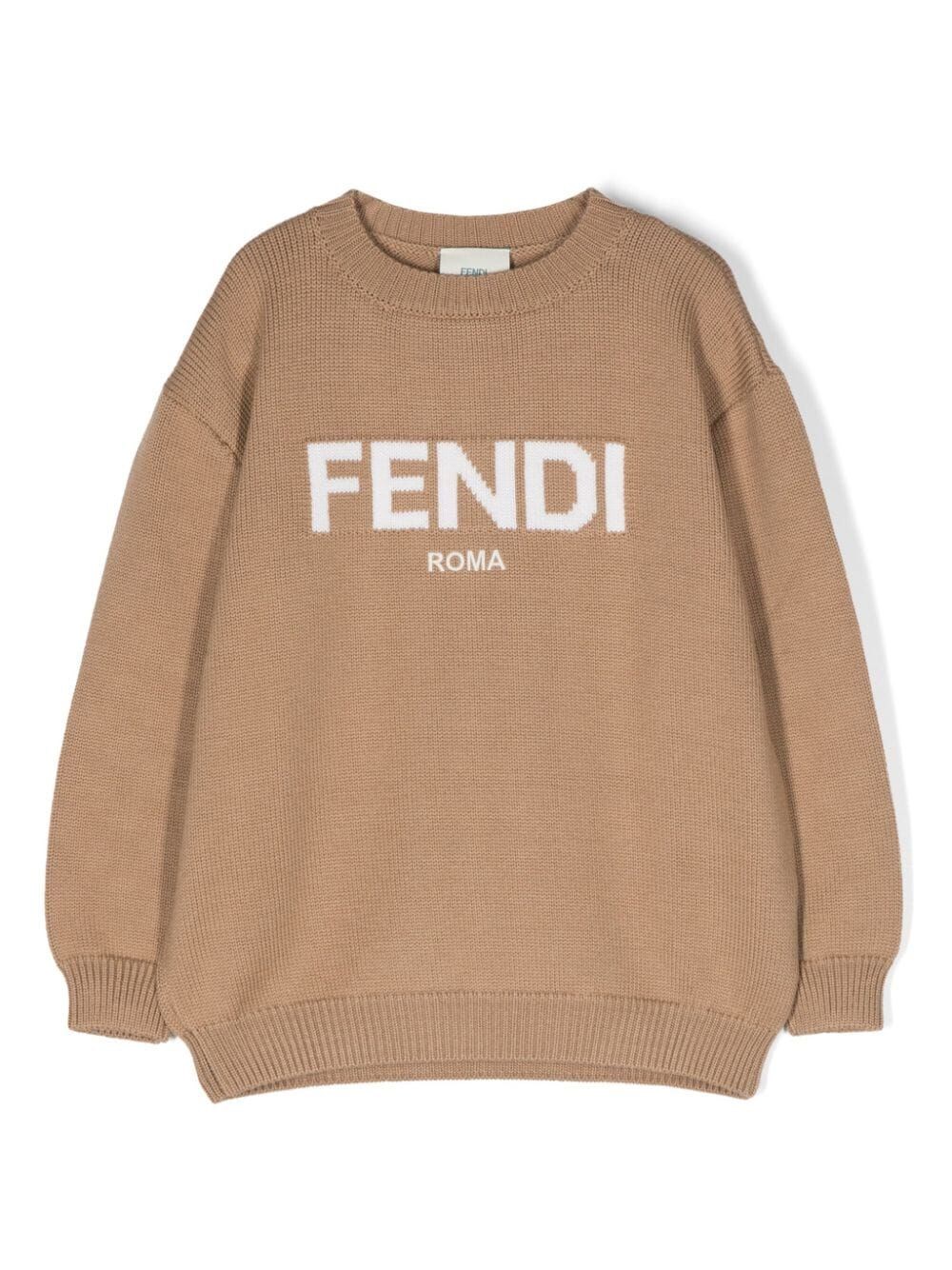 Shop Fendi Maglione In Lana Logato In Brown