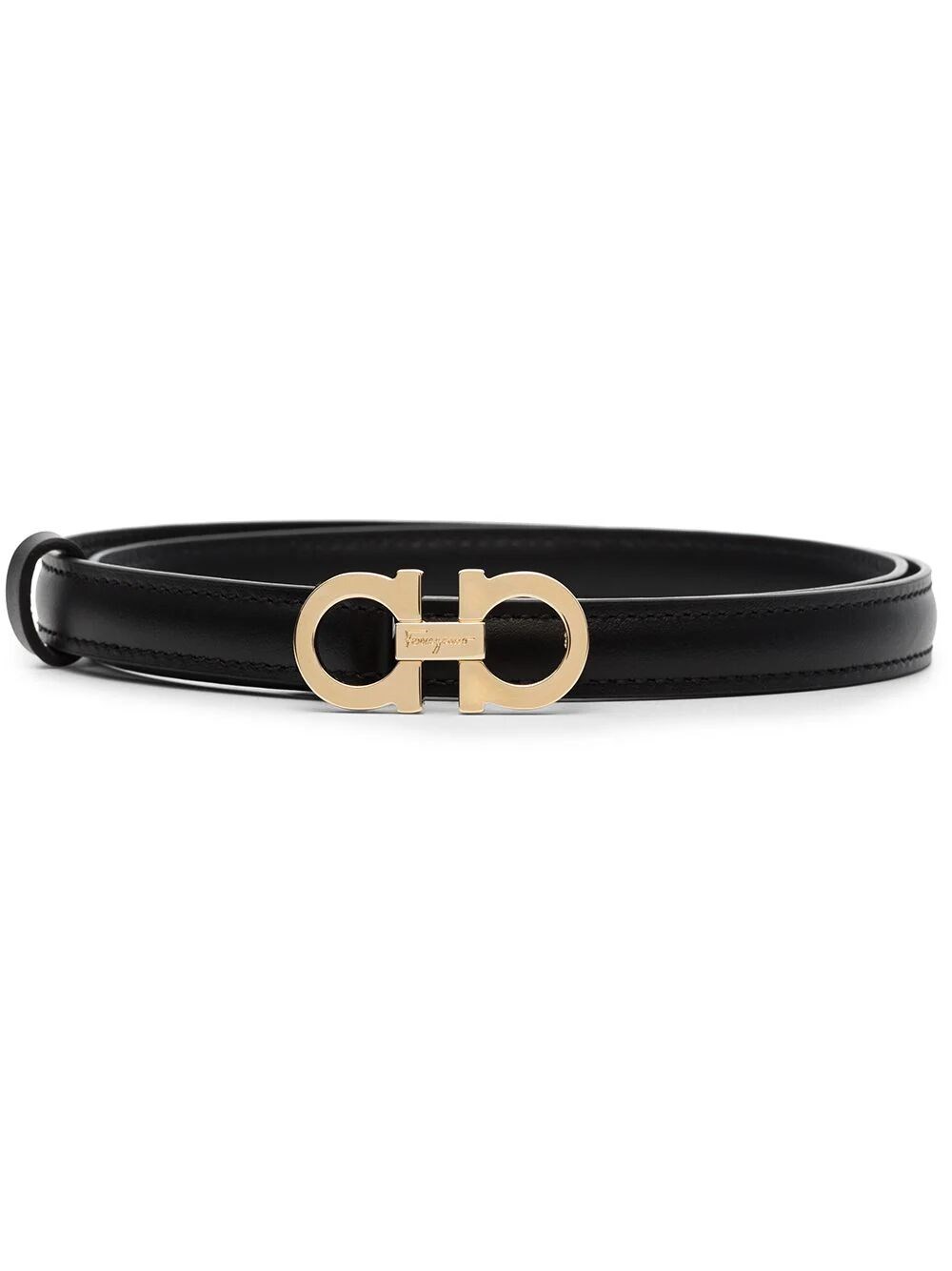 Shop Ferragamo Gancini Leather Belt In Black