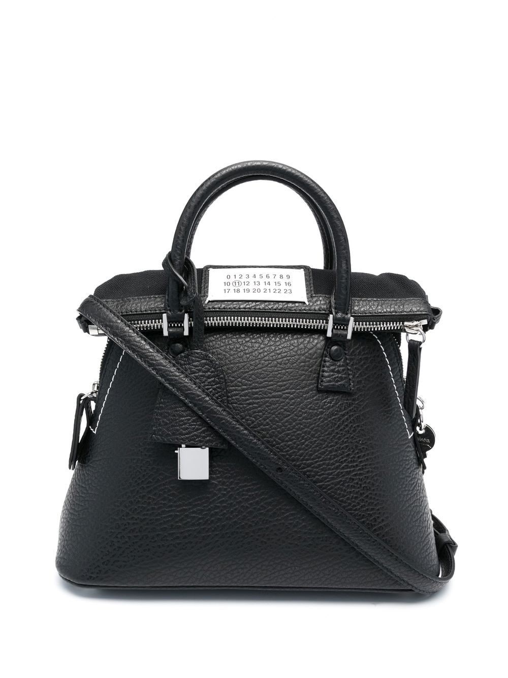 Maison Margiela '5ac Micro' Black Shoulder Bag With Logo Label In Black