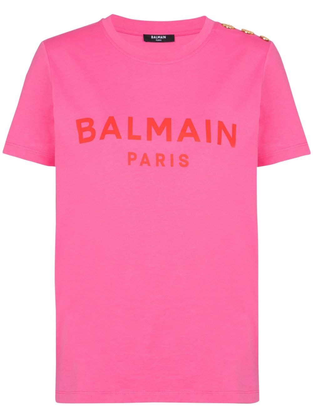 Shop Balmain Logo Print T-shirt In Pink & Purple