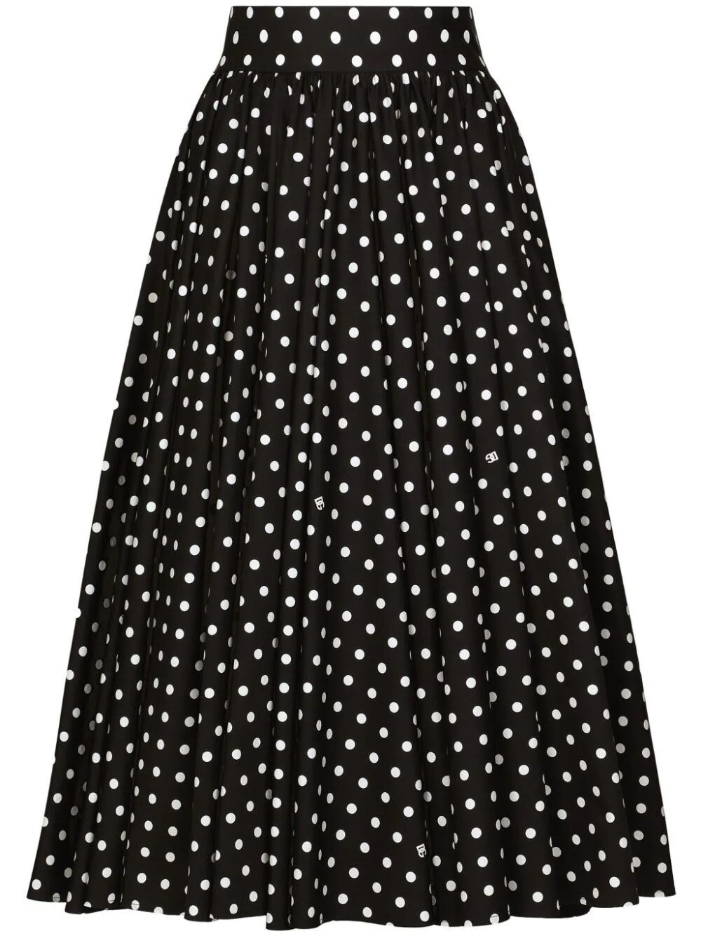 Shop Dolce & Gabbana Circle Skirt With Polka-dot Print In Black