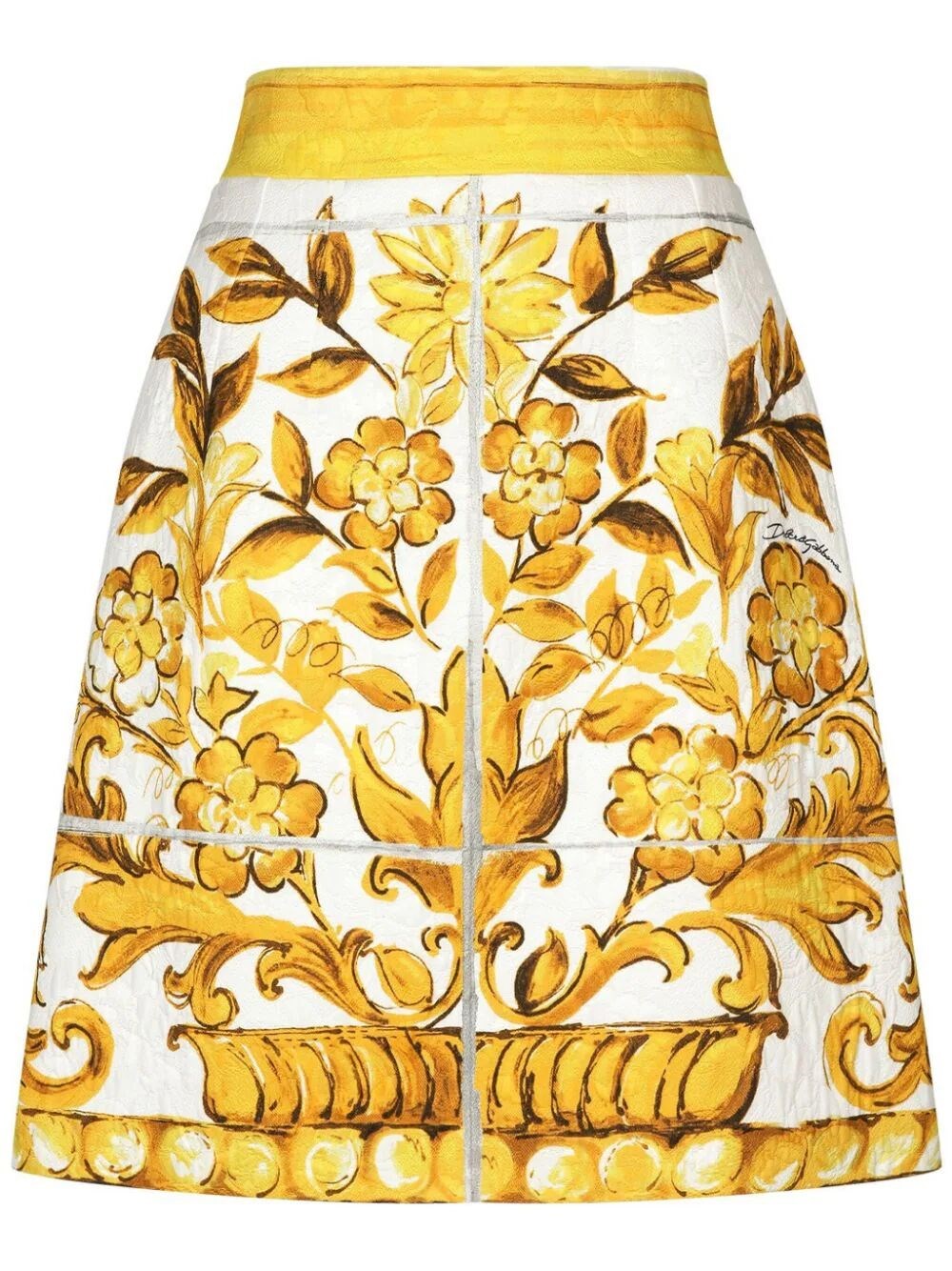 Dolce & Gabbana Maiolica Print Skirt In Yellow
